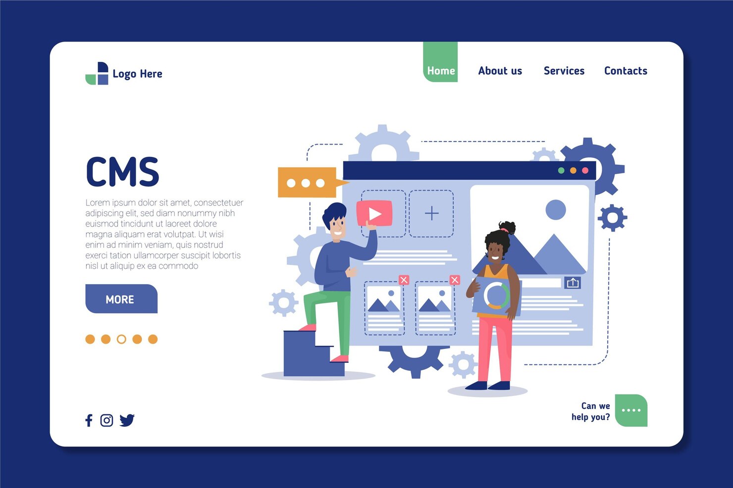 flat hand drawn cms landing page template 23 2148842974